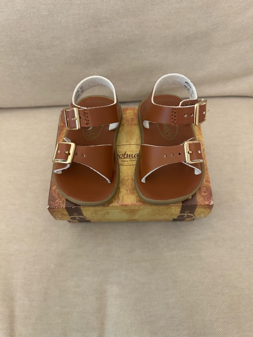 FootMates Tan Brown Kids Sandals with Gold Buckles
